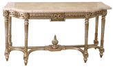 Grand Carved Console With Marble Top 68"W-Platine