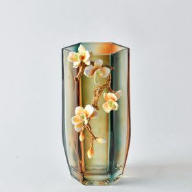Small Amber Bloom Hexagonal Vase