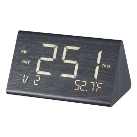 Digital Alarm Clock, Wooden Desk Clock with Dual Alarm, USB Port, Snooze, Night Light, Voice Control, Adjustable Volume