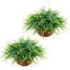 Artificial Ferns, 2 Pcs Fake Hanging Boston Fern Bush Plant with 23 Inch Hanging Length, Plastic Faux Greenery for Indoor and Outdoor Decor, For Wall