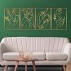 4 Pack Gold Wall Art Decor, Female Flower Face Lover Minimalist Décor Single Line Art Wall Décor, Real Metal Wall Art