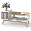 43 Inch Coffee Table with Stepped Tabletop and Storage Compartments