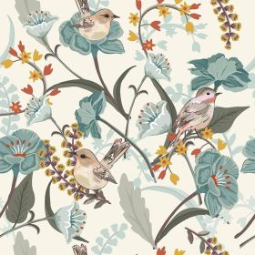 Beige Cream Birds Green Leaf Plants Vintage Botanical Peel and Stick Wallpaper Stick on Contact Paper Vintage Wall Paper Easy Peel Off for nightstand