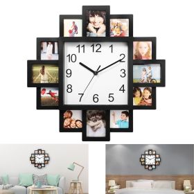 Decor Picture Frame Collage Clock - 12 Photo Display Slots - Wall Mounted Chic Farmhouse Wall Decor - Wall Clock for Living Room, Bedroom, Kitchen
