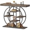 39.4" Console Table with Storage Shelves, Industrial Sofa Table for Living Room, Hallway, Rustic Oak