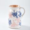 Floral Pattern Flower Pitcher Vase, Farmhouse vase with Handle, Ceramic Modern Pitcher Vase for Home Décor, Cute Water Jug.