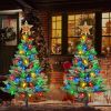 Upgraded Set of 2 Solar Christmas Tree, Outdoor Christmas Decorations