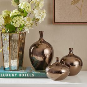 Mirrored Ceramic Decorative Vases 3-piece set Bronze 3-Piece