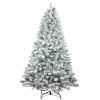 6Ft Artificial Tree, White Flocked pine Premium Christmas Tree, 888 Realistic PE&PVC Mixed Tips