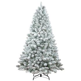 6Ft Artificial Tree, White Flocked pine Premium Christmas Tree, 888 Realistic PE&PVC Mixed Tips