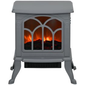 Electric Fireplace Heater, Freestanding Fireplace Stove with Realistic Logs and Flame Effect, 750W/1500W, Gray