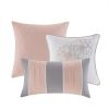 Printed Cotton Sateen Comforter Set Grey/Peach King