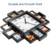 Decor Picture Frame Collage Clock - 12 Photo Display Slots - Wall Mounted Chic Farmhouse Wall Decor - Wall Clock for Living Room, Bedroom, Kitchen