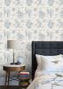 Cream White and Blue Peel and Stick Wallpaper Vintage Floral Contact Paper 16.9"x 118.1" Blue Floral Wallpaper Peel and Stick Birds Self Adhesive Remo