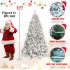 8ft Pre-lit Flocked Christmas Tree with 700 UL Lights & 54 Pine Cones & 1754 Tips Snow Frosted Artificial Xmas Tree