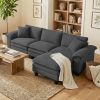 Sectional Sofa, L Shaped Couch with Deep Seat, Movable Ottoman and Pillow-top Armrests, Dark Gray