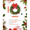 Christmas Wreath, 24 Inches Pre-Lit Artificial Christmas Wreath with 50 LED Lights and Timer, Decorated with Pine Cones, Red Berry Clusters