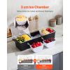 Ice Cooled Condiment Serving Container, 6 Compartments Chilled Server, Fruit Veggie Condiment Caddy, Plastic Garnish Station Lid Dispenser Tray