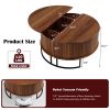 31.5" Round Coffee Table with Storage,Fluted Lift Top Center Table, Midcentury Modern Flip-top Curved Table for Living Room,Walnut