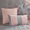Printed Cotton Sateen Comforter Set Grey/Peach Cal King