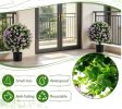 2 Pack Artificial Eucalyptus Topiary Trees with Cement Planter for Home Decor Evergreen Faux Eucalyptus Plants with Blooming Flowers