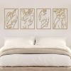 4 Pack Gold Wall Art Decor, Female Flower Face Lover Minimalist Décor Single Line Art Wall Décor, Real Metal Wall Art