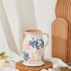 Floral Pattern Flower Pitcher Vase, Farmhouse vase with Handle, Ceramic Modern Pitcher Vase for Home Décor, Cute Water Jug.
