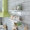 White Floating Shelves - Set of 2, Wall Mounted Hanging Shelves with Gold Towel Bar, Decorative Storage Shelves for Bathroom, Kitchen