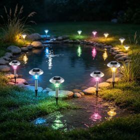 4 Packs Outdoor Solar Garden Pathway Lights, Color Changing LED Landscape Lighting, IP44 Weather-Resistant Stainless-Steel , PC Lights for Backya (Option: MULTICOLOR)
