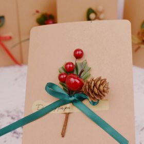 Red Berries Pine Cones Cute Artificial Pine Branches For Birthday Party Holiday Decoration (Option: Default)