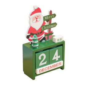 Xmas Desk Calendar Desktop Decoration Tabletop Number Date Wooden Blocks Ornament Santa (Option: Default)