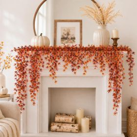 5PCS Artificial Maple Hanging Plants, Thanksgiving Fall (Option: Orange)