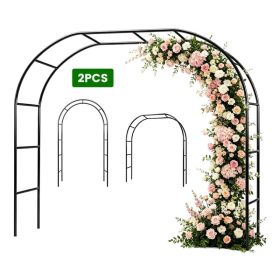 1Pc/2Pcs Options -- 7.87Ft H x 4.59Ft W Adjustable Metal Garden Arches DIY Outdoor Trellis for Climbing Plants Wedding Arch Decoration Iron Arbor (Option: 2Pcs)