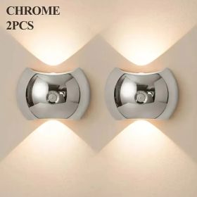 LED Modern Indoor Wall Light With Motion Sensor 3 Color Modes 2700K/4500K/6500K USB Rechargeable Magnetic Portable Wall Sconce For Living Room Be (Option: Silver2PCS)