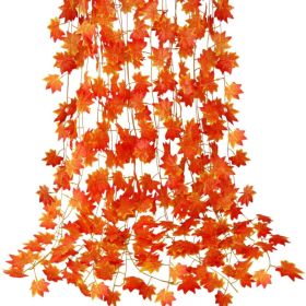12 Pack Artificial Fall Maple Leaf Garland, Autumn Vine (Option: Orange)