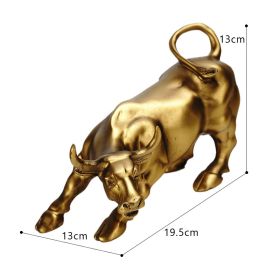 NORTHEUINS Graffiti Painting Resin Bull Figurines Home Living Room Bedroom Office Desktop Feng Shui Ornaments Collection Statues (Color: golden)