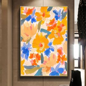 Handmade Oil Painting Canvas Wall Art Decor Original Orange Flower Painting Abstract Floral Painting Living Room Hallway Bedroom Luxurious Decorative (Style: 01, size: 90X120cm)