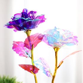 Artificial Purple Rose Flower Gifts for Mothers Day Mom Gifts, Purple Eternity Rose Glass Forever Flowers for Mom from Daughter Mother's Day (Color: Purple Rose)