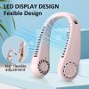 Portable Hands free Bladeless Hanging Neck Fans with Screen Display and 5 Speeds Levels, USB Rechargeable