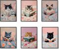 Easter Bunny Wall Art Set of 9, Vintage Spring Rabbit Canvas Prints, Cute Bunny & Easter Egg Paintings