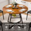 Round table, suitable for 4 to 6 people, a space-saving kitchen table with double-layer storage function, metal base frame