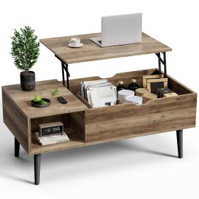Lift Top Coffee Tables For Living Room 39.37"x19.7" Desk Tea Wood Dining Tables Adjustable Storage Shelf Easy Lift Or Lower (Color: wood)