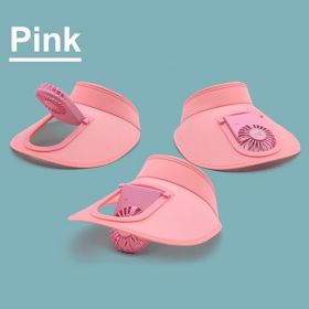Sun Visors Hat with Fan for Women - Fan Visor Hat (size: Pink   6-8)