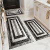 Three-piece kitchen rug set, non-slip and washable, abstract pattern kitchen hallway rug, soft and comfortable, suitable for sinks, floors, entrances
