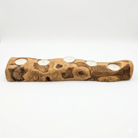 Handcrafted Olive Wood Candle Holder - Rustic 3-Candle and 5-Candle Centerpiece Tray for Dining Table, Living Room and Home Decor (size: 5-candle holder)