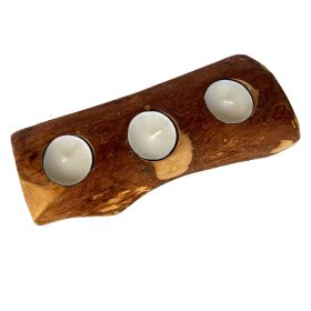 Handcrafted Olive Wood Candle Holder - Rustic 3-Candle and 5-Candle Centerpiece Tray for Dining Table, Living Room and Home Decor (size: 3-candle holder)