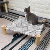 Cat & Dog Hammock Bed – Wooden Elevated Pet Cot with Breathable Mesh – Raised Cat Bed for Small Pets