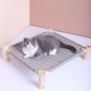 Cat & Dog Hammock Bed – Wooden Elevated Pet Cot with Breathable Mesh – Raised Cat Bed for Small Pets